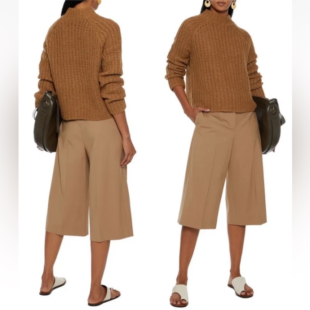 VINCE Mock Neck Mohair- Alpaca-Blend Ribbed Knit Pullover in Ambrite sz M $425